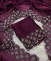 Wine Satin Saree with Zari Weaving & Siroski Border | RD TANISHKA