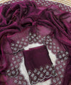 Wine Satin Saree with Zari Weaving & Siroski Border | RD TANISHKA