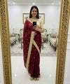 Wine Space Satin Sequence Work Saree for Party & Wedding | RD APEXA