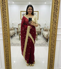 Wine Space Satin Sequence Work Saree for Party & Wedding | RD APEXA