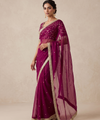 Wine Space Satin Sequin Saree with Mirror Lace Border | RD SANVI