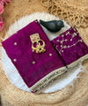 Wine Space Satin Sequin Saree with Mirror Lace Border | RD SANVI