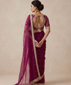 Wine Space Satin Sequin Saree with Mirror Lace Border | RD SANVI
