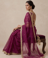 Wine Space Satin Sequin Saree with Mirror Lace Border | RD SANVI