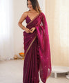 Wine Space Silk Sequin Embroidery Saree for Party Wear | RD KAVYA