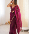 Wine Space Silk Sequin Embroidery Saree for Party Wear | RD KAVYA