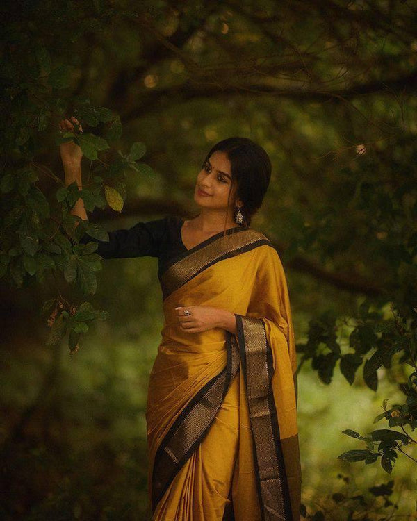Yellow Banarasi Silk Saree | Bridal & Festive Wear