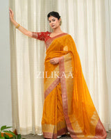 Yellow Banarasi Silk Saree | Ethnic Wear for Women