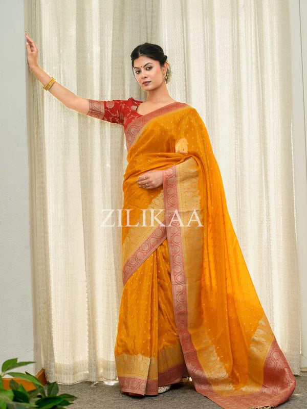 Yellow Banarasi Silk Saree | Ethnic Wear for Women