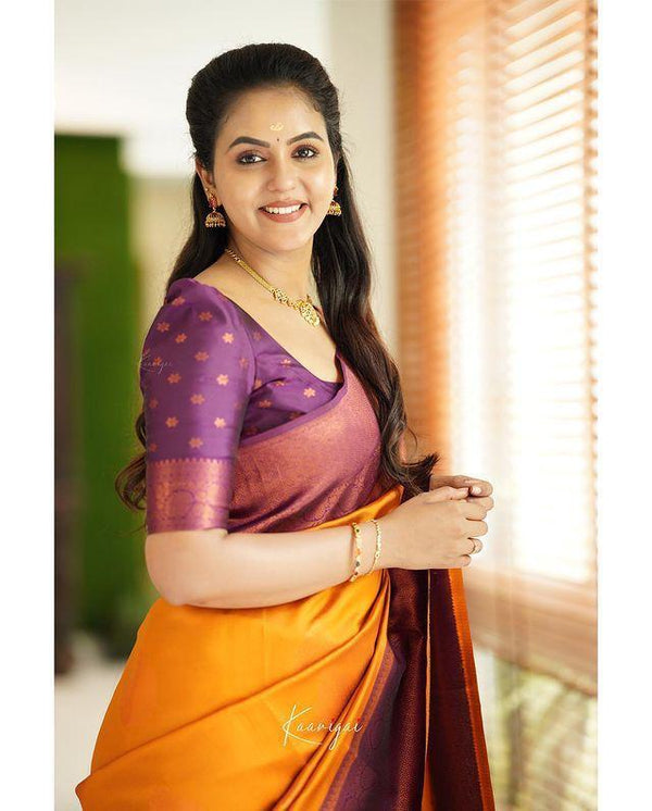 Yellow Banarasi Silk Saree | Traditional Wedding Wear