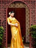 Yellow Banarasi Silk Saree | Traditional Zari Weave