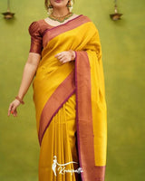 Yellow Banarasi Silk Saree | Wedding & Festive Wear