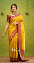 Yellow Banarasi Silk Saree | Wedding & Festive Wear