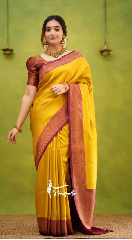 Yellow Banarasi Silk Saree | Wedding & Festive Wear