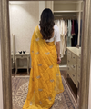 Yellow Chiffon Party Wear Saree with Siroski & Moti Work | RD KHUSHI