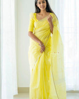 Yellow Cotton Saree | Ethnic Wear for Women