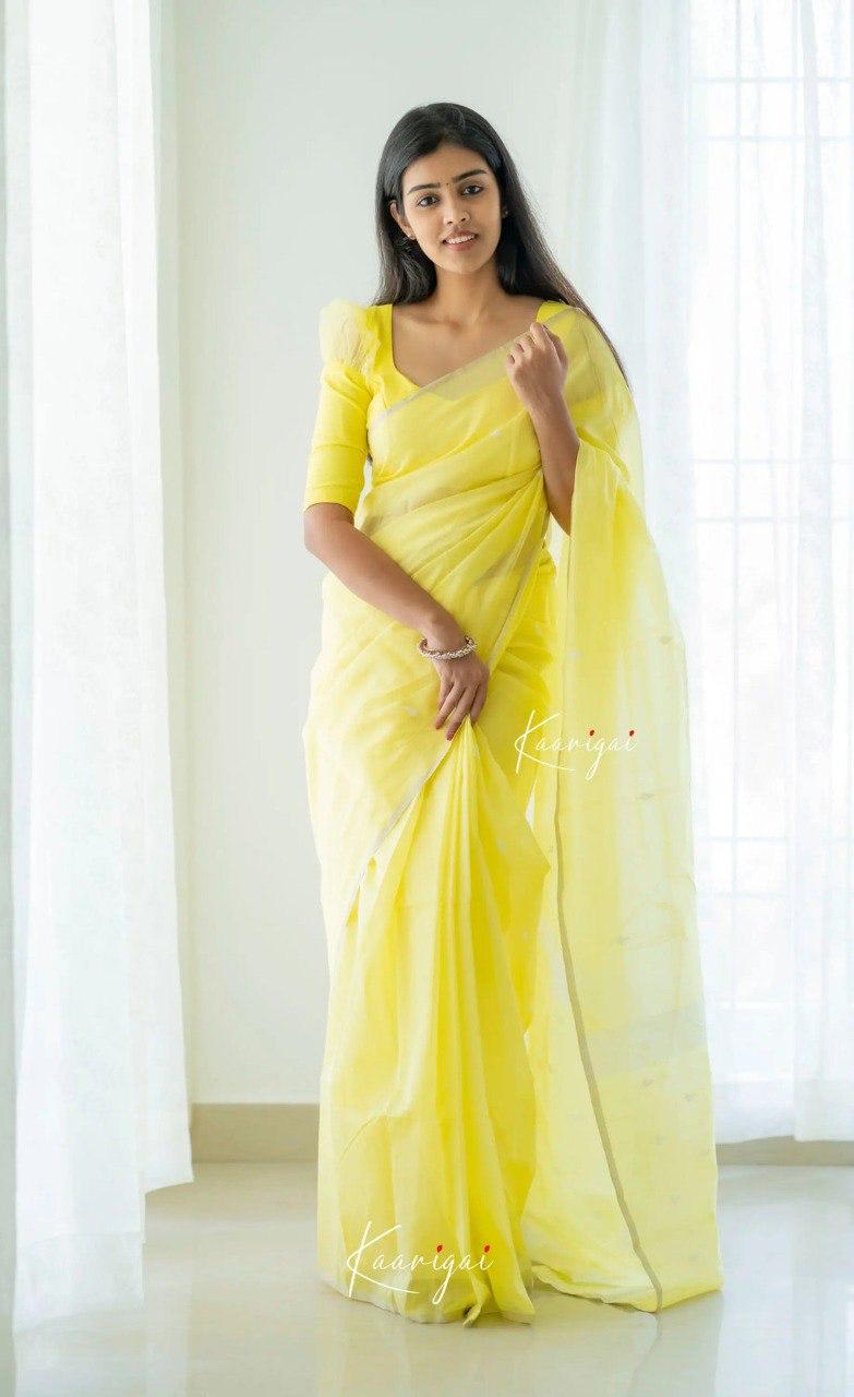 Yellow Cotton Saree | Ethnic Wear for Women
