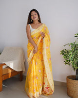 Yellow Cotton Saree | Ethnic Wear for Women