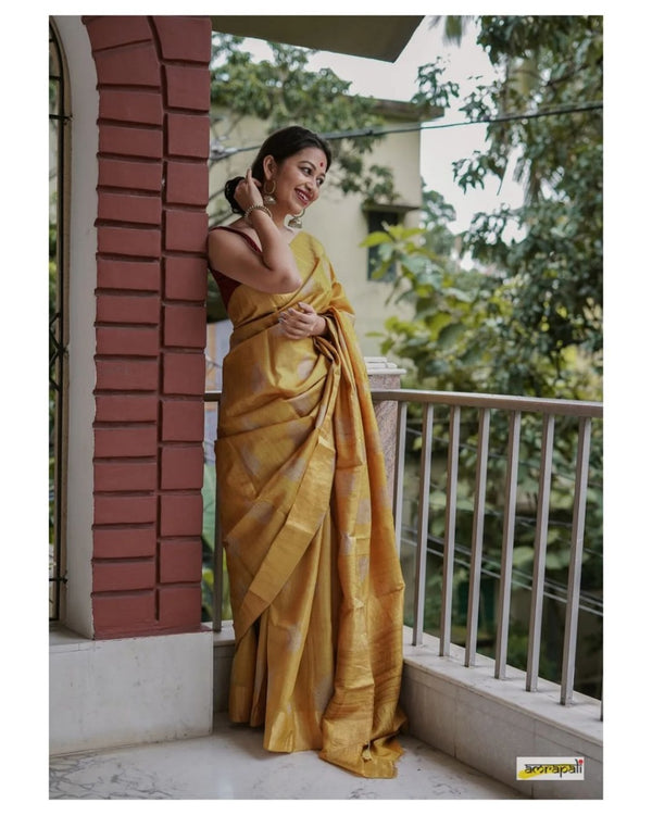 Yellow Cotton Saree | Festival & Ceremony Wear