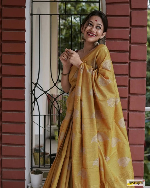 Yellow Cotton Saree | Festival & Ceremony Wear