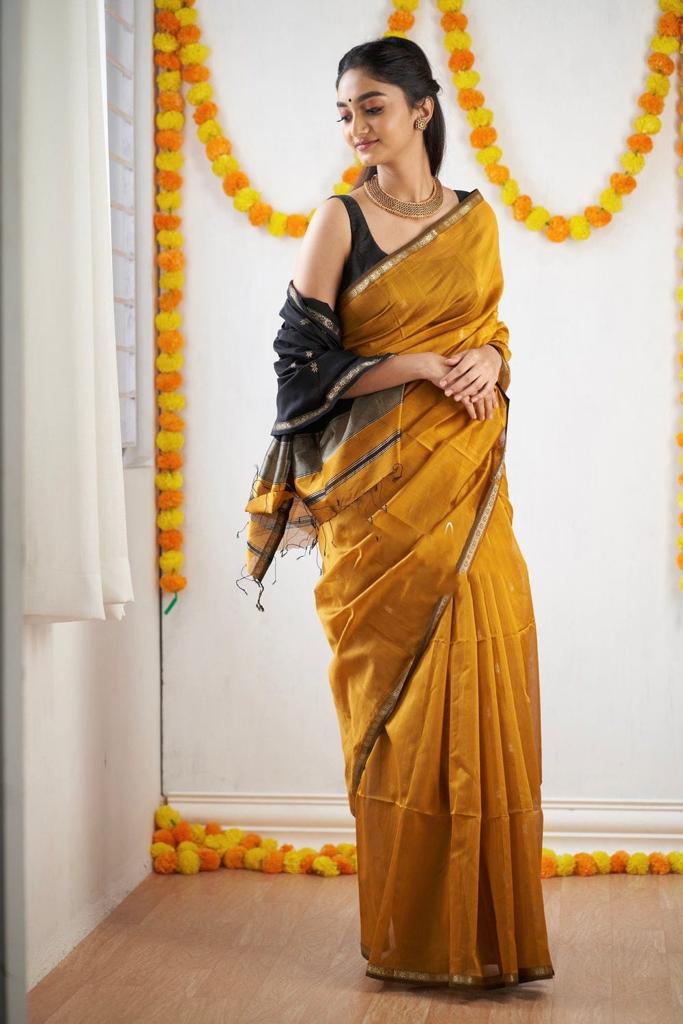 Yellow Cotton Saree | Festive & Party Wear