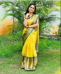 Yellow Jacquard Silk Saree | Ethnic Wear for Women