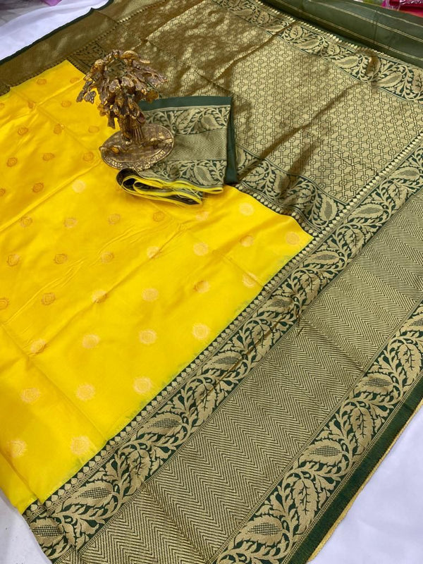 Yellow Jacquard Silk Saree | Ethnic Wear for Women