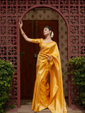 Yellow Jacquard Silk Saree | Festive & Party Wear