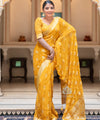 Yellow Jacquard Silk Saree | Traditional Wedding Wear