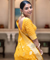 Yellow Jacquard Silk Saree | Traditional Wedding Wear