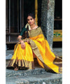 Yellow Jacquard Silk Saree | Wedding & Festive Wear