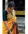 Yellow Jacquard Silk Saree | Wedding & Festive Wear