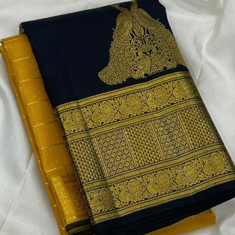 Yellow Kanjivaram Silk Saree | Bridal & Festive Wear