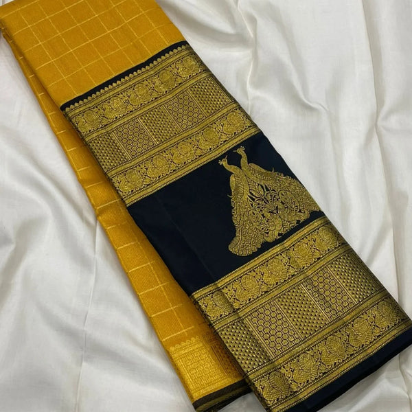 Yellow Kanjivaram Silk Saree | Bridal & Festive Wear