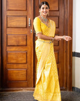 Yellow Kanjivaram Silk Saree | Festival & Ceremony Wear
