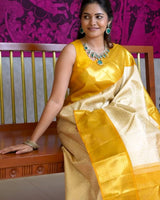 Yellow Kanjivaram Silk Saree | Wedding & Reception Wear