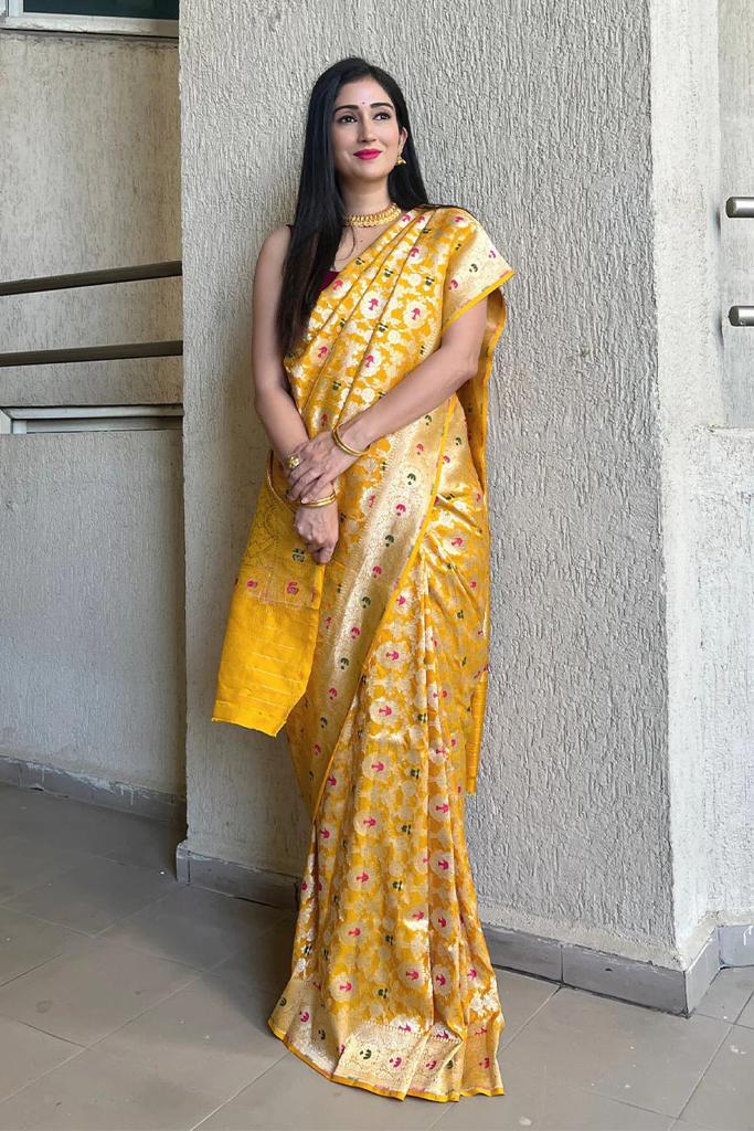 Yellow Paithani Silk Saree | Ethnic Wear for Women