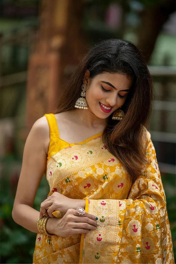 Yellow Paithani Silk Saree | Ethnic Wear for Women