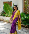 Yellow Purple Jacquard Silk Saree | Wedding & Reception Wear