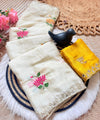 Yellow & White Rangoli Silk Saree with Floral Embroidery & Mirror Work | RD TARA