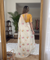 Yellow & White Rangoli Silk Saree with Floral Embroidery & Mirror Work | RD TARA