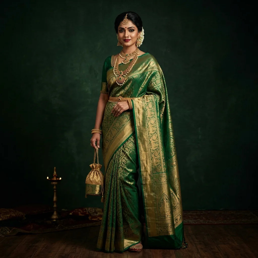 Kanjivaram-Style Classics Woven in Gold-Tone Zari